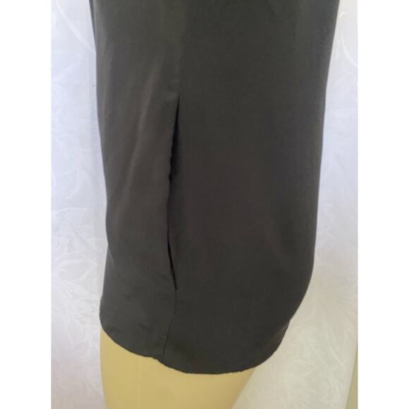NWT Rory Beca Silk Top Blouse Black V Neck Short Sleeve Slip Pockets XS - Picture 5 of 8